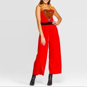 Born famous Christmas reindeer red jumpsuit. EUC